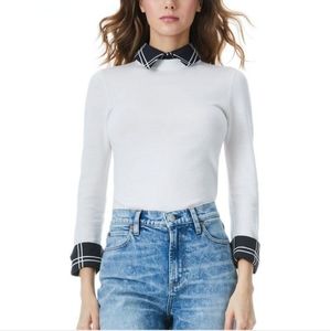 Alice + Olivia Porla 3/4 Sleeve Collared Sweater XS